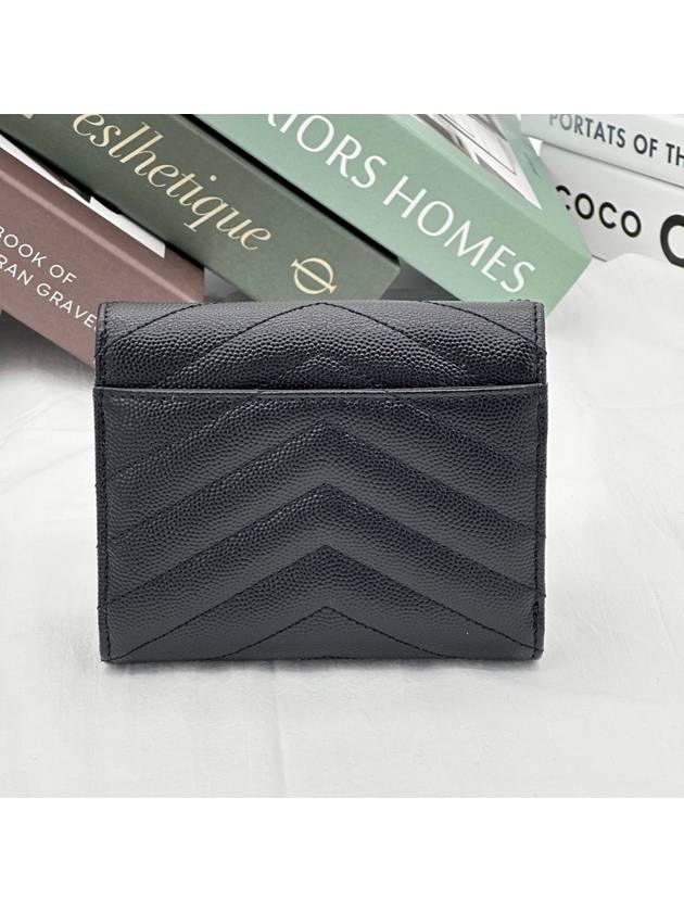 Matelasse Monogram Quilting Flap Half Wallet Black - SAINT LAURENT - BALAAN 4