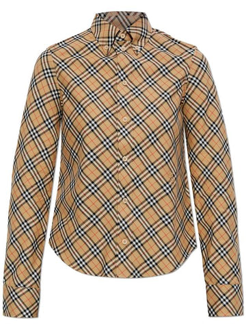 Burberry Shirt With Check Pattern, Women's, Beige - BURBERRY - BALAAN 1