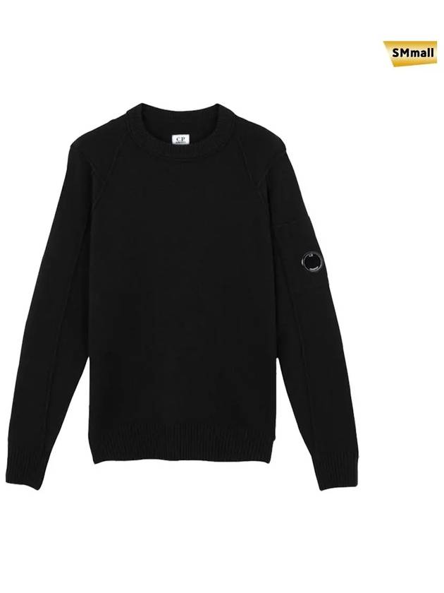 Lens Wappen Wool Knit Top Black - CP COMPANY - BALAAN 3