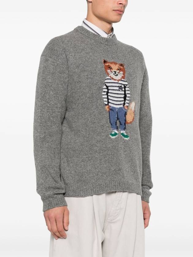 Dressed Fox Intarsia Knit Top Grey - MAISON KITSUNE - BALAAN 3