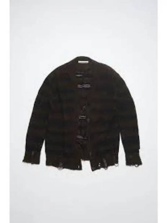 Distressed Striped Cardigan Warm Charcoal Gray Black A60398DF5 1009584 - ACNE STUDIOS - BALAAN 1