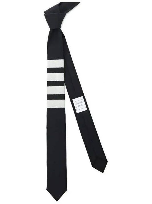 4-Bar Plain Wool Tie Navy - THOM BROWNE - BALAAN 2