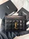 Cassandre Quilting Leather Card Wallet Black - SAINT LAURENT - BALAAN 2