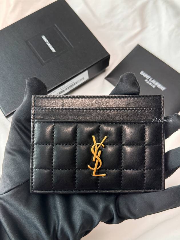 Cassandre Quilting Leather Card Wallet Black - SAINT LAURENT - BALAAN 2