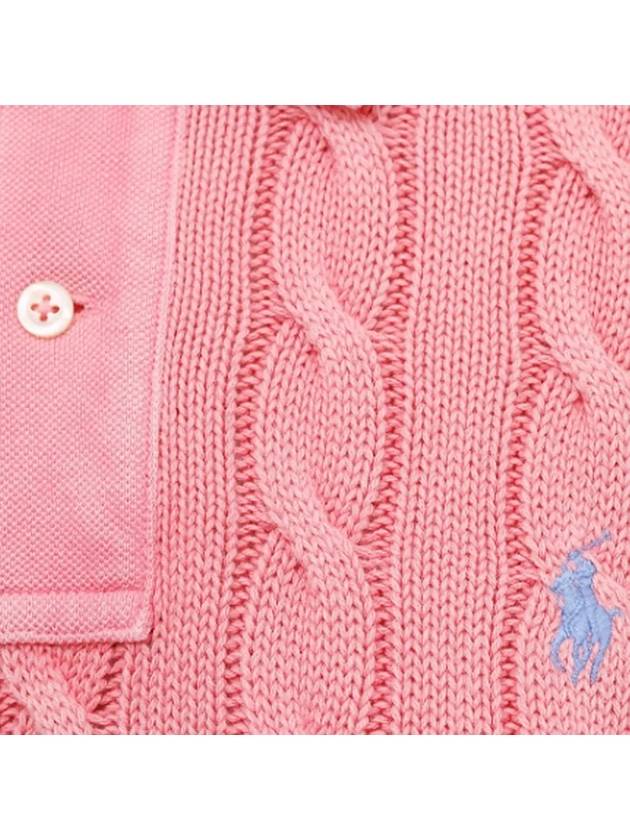 Women's Pony Embroidered Short Sleeve Collared Knit Top Pink - POLO RALPH LAUREN - BALAAN 5