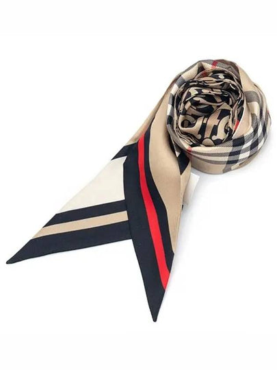 Montage Print Silk Skinny Scarf Archive Beige - BURBERRY - BALAAN 2