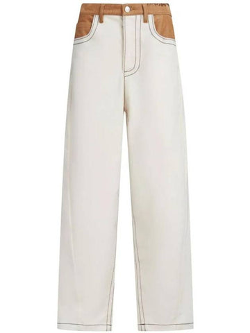 Contrast Stitch Straight Jeans Cream - MARNI - BALAAN 1