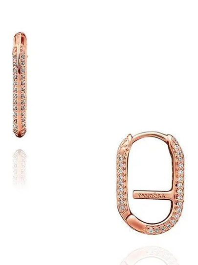 ME Pave Link Rose Gold Single Earring Rose Gold - PANDORA - BALAAN 2