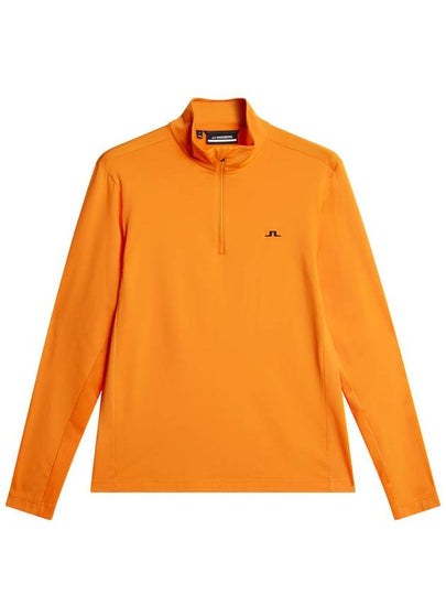 Men's Luke Quarter Zip Mid Layer Long Sleeve T-Shirt Persimmon Orange - J.LINDEBERG - BALAAN 2