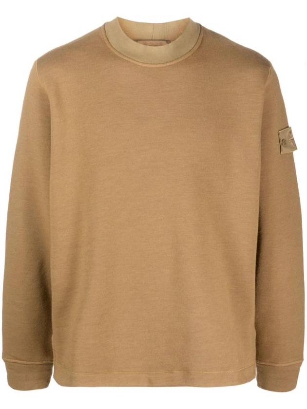 Ghost Piece Cotton Jersey Crew Neck Sweatshirt Dark Beige - STONE ISLAND - BALAAN 1