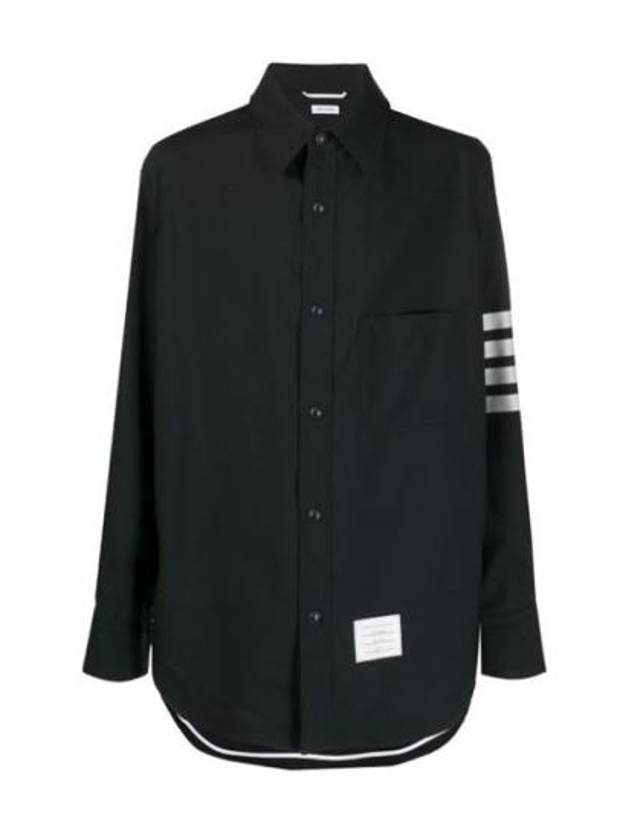 Herringbone Snap Front Shirt Jacket Navy - THOM BROWNE - BALAAN 2