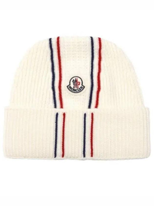 Logo patch tricolor wool beanie - MONCLER - BALAAN 1