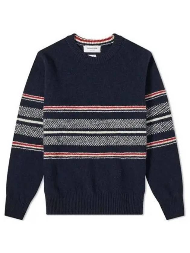 Seasonal Birdseye Jacquard Knit Top Navy - THOM BROWNE - BALAAN 2