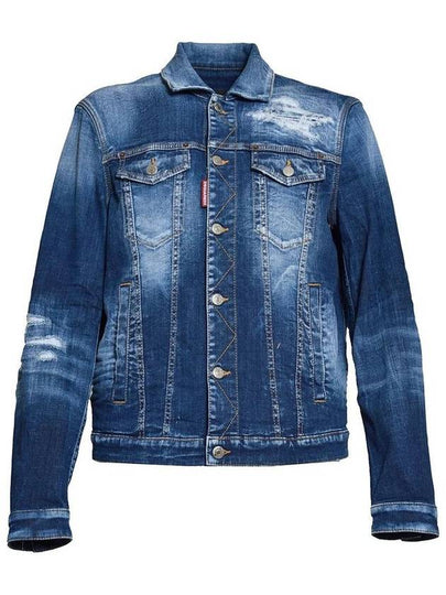 Ripped Cast Wash Denim Jacket Blue - DSQUARED2 - BALAAN 2