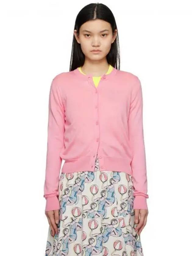 Women s Pink Hotel Olympia Boxy Cardigan 232389F095000 1149553 - MAISON KITSUNE - BALAAN 1