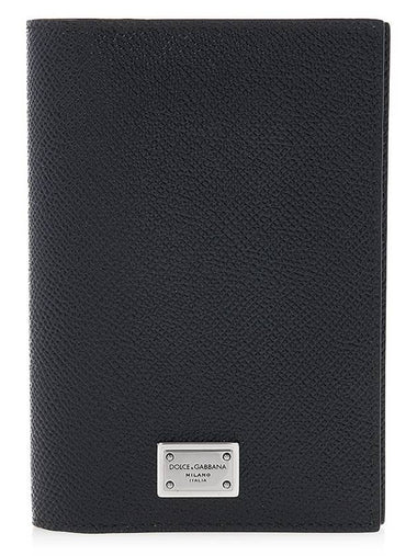 Logo Tag Calfskin Passport Wallet Black - DOLCE&GABBANA - BALAAN 1