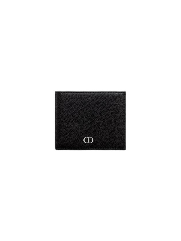 Compact Grained Calfskin CD Icon Signature Half Wallet Black - DIOR - BALAAN 1