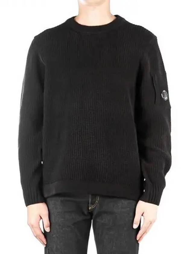 Men's Lens Wappen Pocket Knit Top Black - CP COMPANY - BALAAN 2