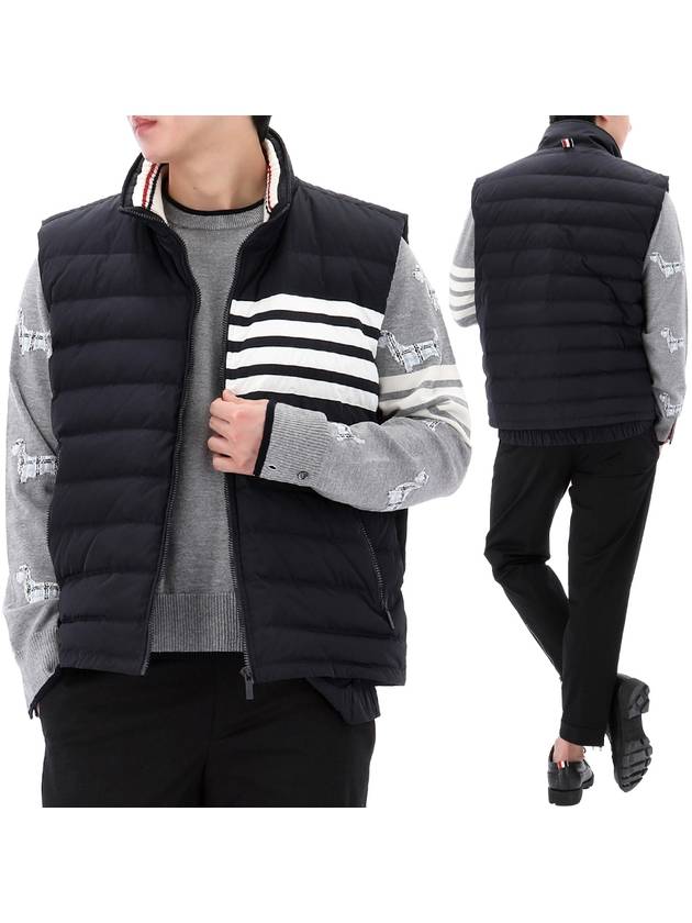 4 Bar Poly Twill Down Vest Navy - THOM BROWNE - BALAAN 2