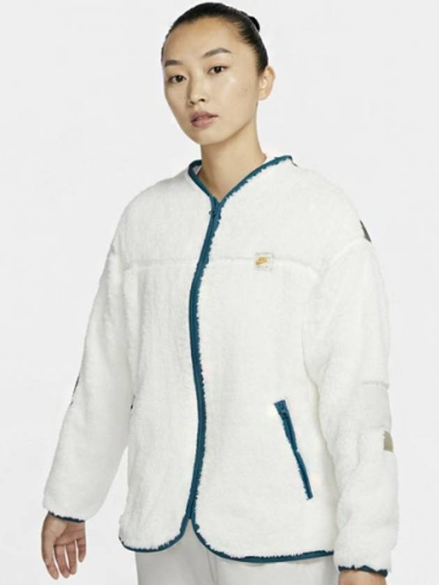 Women's Plush Fleece Jacket White - NIKE - BALAAN.