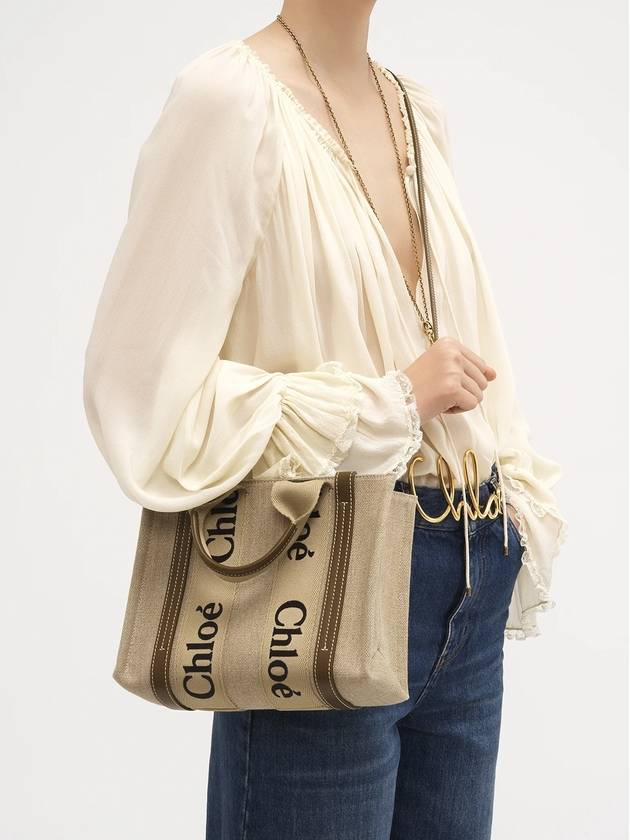 Woody Logo Small Tote Bag Brown Beige - CHLOE - BALAAN 3