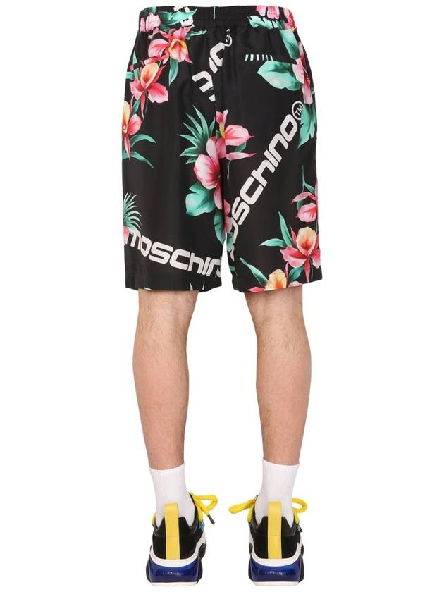 Men's Hibiscus Print Shorts Black - MOSCHINO - BALAAN 5