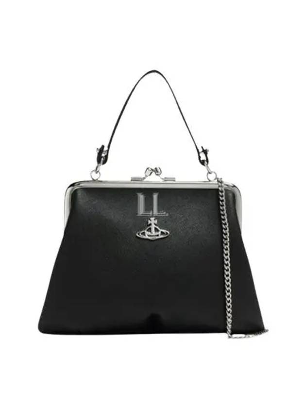 Metal ORB Point Saffiano Tote Bag Black - VIVIENNE WESTWOOD - BALAAN 2