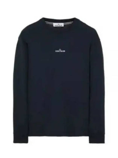 Tape Three Print Cotton Jersey Long Sleeve T-Shirt Navy - STONE ISLAND - BALAAN 2