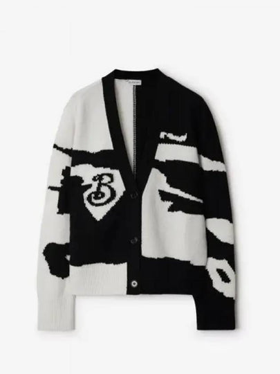 EKD V-Neck Cashmere Cardigan White Black - BURBERRY - BALAAN 2