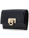 Women's Logo Closure Card Wallet Black - SALVATORE FERRAGAMO - BALAAN 3