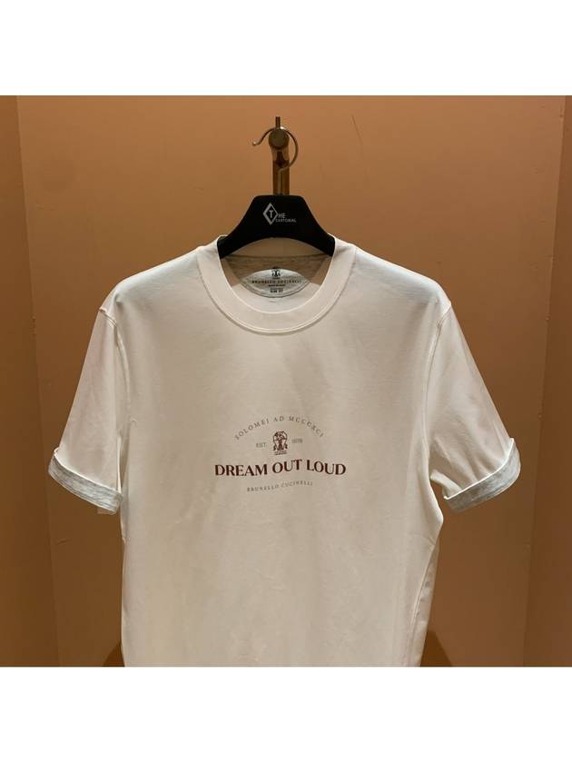 Slim Fit Logo Short Sleeve T-Shirt White - BRUNELLO CUCINELLI - BALAAN 3