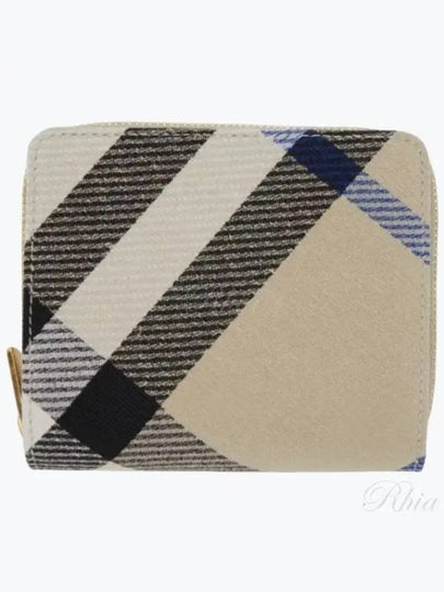 Check Patterned Zipper Half Wallet Lichen - BURBERRY - BALAAN 2