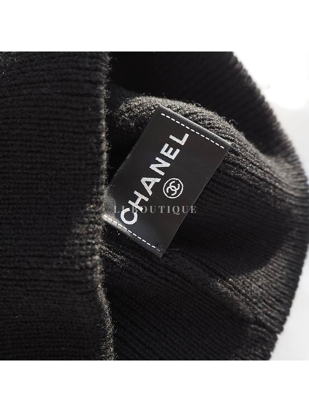 CC Logo Cashmere Beanie Black Unisex AA9335 - CHANEL - BALAAN 4