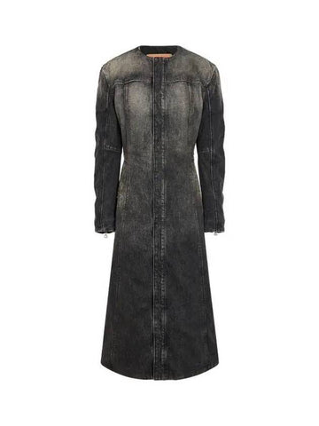 Women s Washed Linen Cotton Denim Coat Black - DIESEL - BALAAN 1