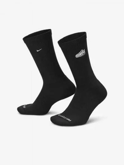 Everyday Plus Crew Socks 1 Color Black White FZ3076 010 - NIKE - BALAAN 2