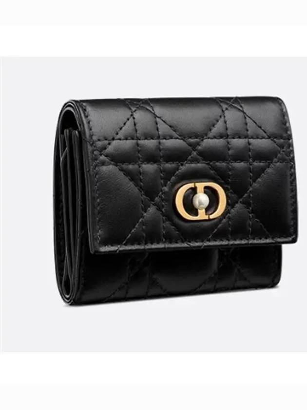 Jolie Hibiscus Cannage Lambskin Half Wallet Black - DIOR - BALAAN 3