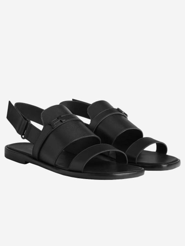 Giacomo Sandals Calfskin Brushed Black PVD Hardware Noir - HERMES - BALAAN 2