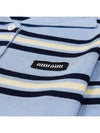 Striped Knit Silk Cotton Polo Shirt Blue - MIU MIU - BALAAN 6