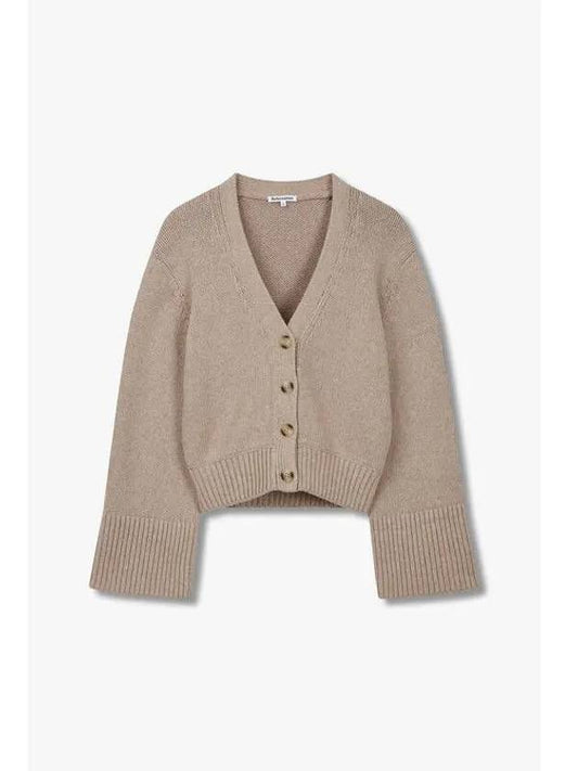 Wearing Cashmere Cotton Cropped Cardigan Nala Beige - REFORMATION - BALAAN 1