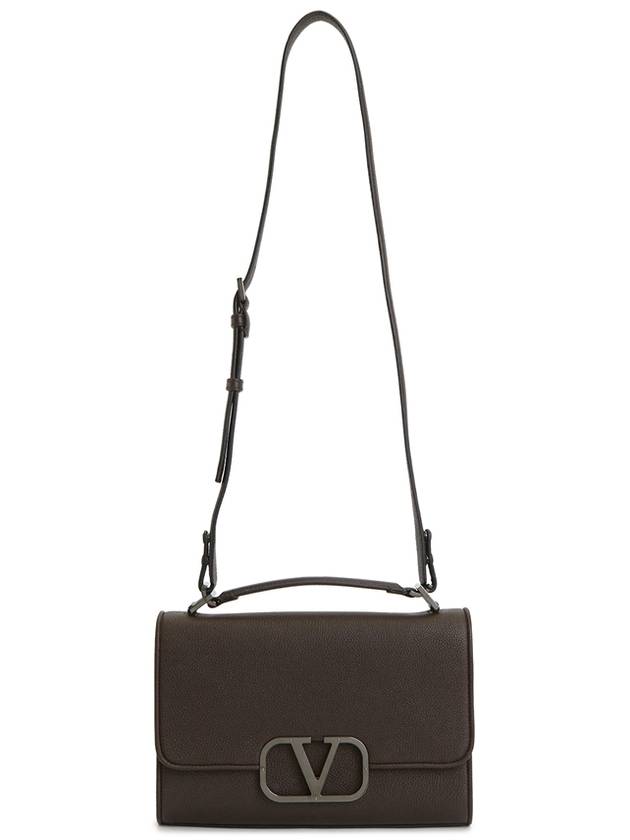 Signature V Logo Leather Cross Bag Brown - VALENTINO - BALAAN 8