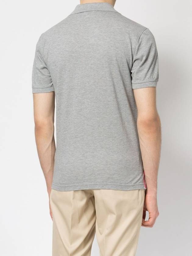 Men's Three Stripes Pocket Mercerized Short Sleeve Polo Shirt Light Grey - THOM BROWNE - BALAAN 3