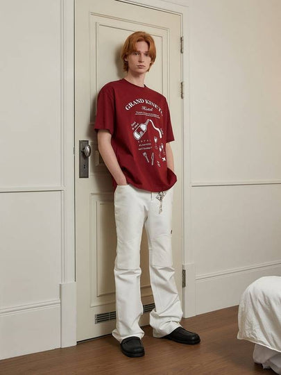 Grand Hotel Restaurant Short Sleeve T-Shirt Burgundy - KINETO - BALAAN 2