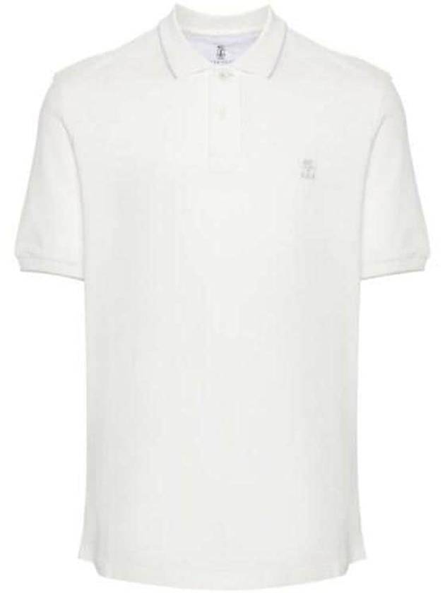 Embroidered Logo Short Sleeve Polo Shirt White - BRUNELLO CUCINELLI - BALAAN 2