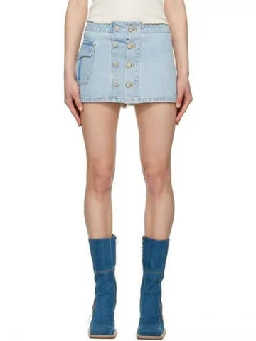 Women s Blue Apron Wrap Style Denim Mini Skirt 231375F090000 270208 1149184 - ANDERSSON BELL - BALAAN 1