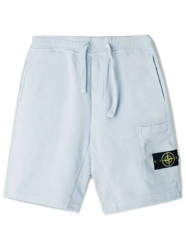 Cotton Fleece Cargo Bermuda Shorts Light Blue - STONE ISLAND - BALAAN 2