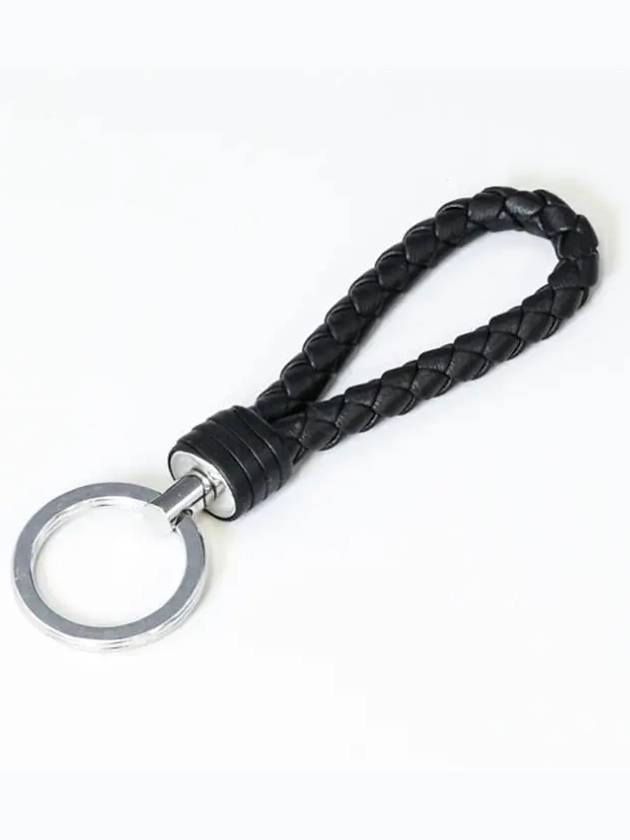 Intrecciato Leather Key Holder Black - BOTTEGA VENETA - BALAAN 2