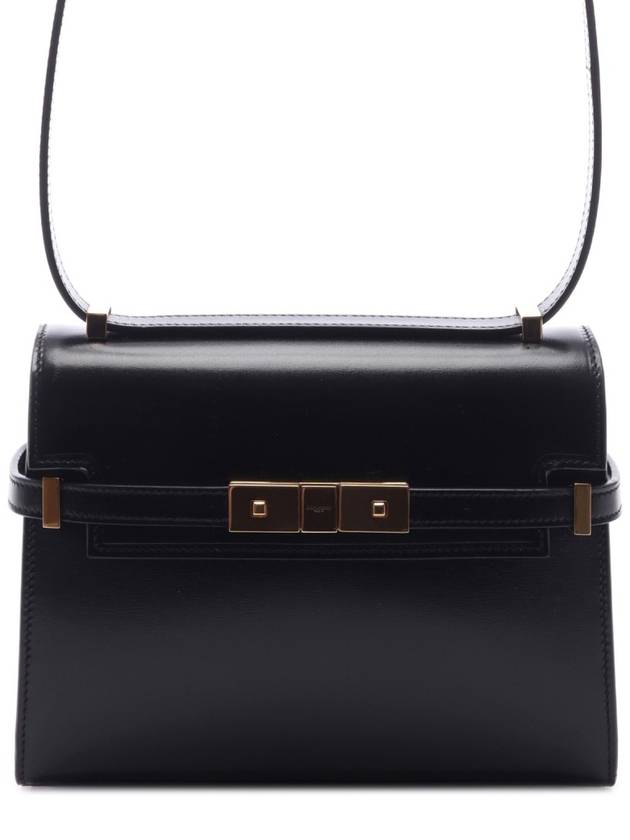 Manhattan Mini Embossed Gold-Tone Logo Leather Cross Bag Black - SAINT LAURENT - BALAAN 2