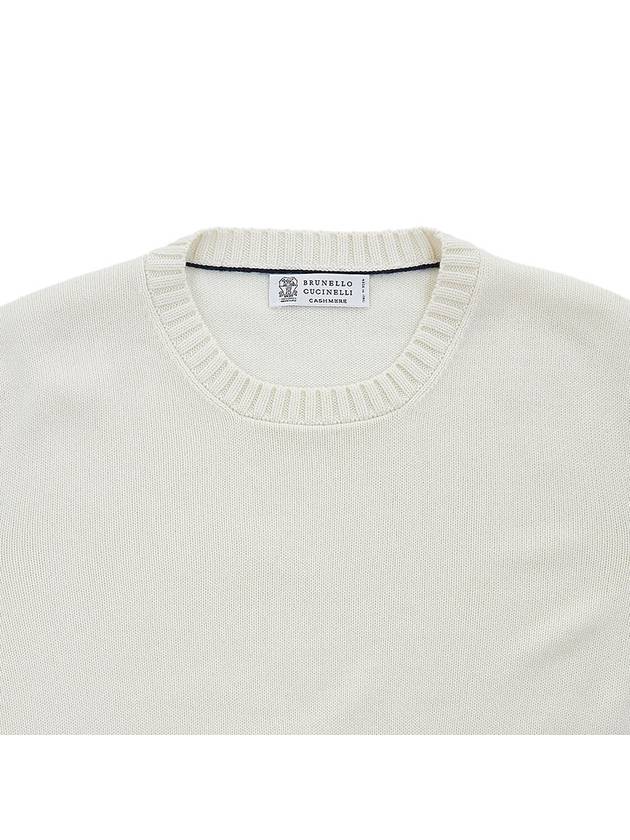 Men's Crew Neck Cashmere Knit Top White - BRUNELLO CUCINELLI - BALAAN 4