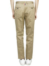 Men's Three-Stripe Tab Cotton Chino Straight Pants Beige - THOM BROWNE - BALAAN.