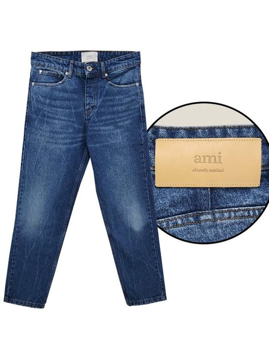 Men's Tapered Fit Denim Cotton Jeans Blue - AMI - BALAAN 2